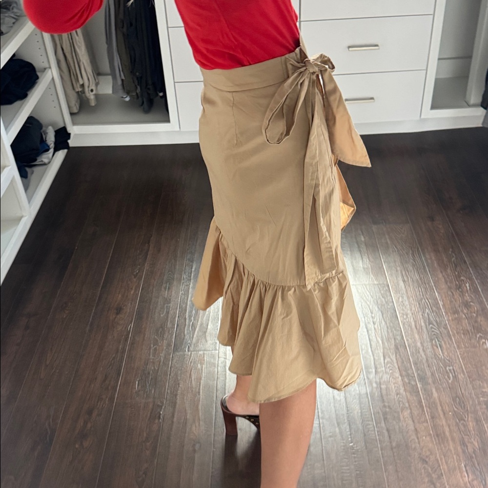 Loft Tan Ruffle Skirt 2 - Picture 3 of 5